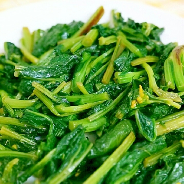 茎も柔らかい かき菜 なばな 菜の花 の油炒め レシピ 作り方 By キャロット キャンディ 楽天レシピ